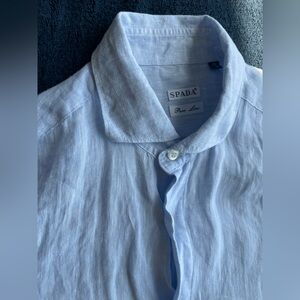 Light Blue Men's 100% Linen Button-Up Italian Shirt Spada Puro Lino